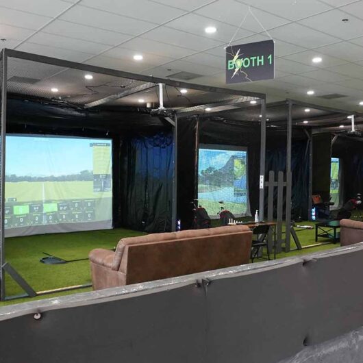 try our golf simulator and practice your swing.